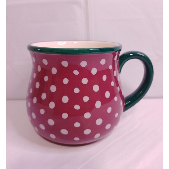 The Pioneer Woman Other - Pioneer Woman Belly Mug Darling Dots 28 Oz Red White Green Polka Dot Coffee Cup